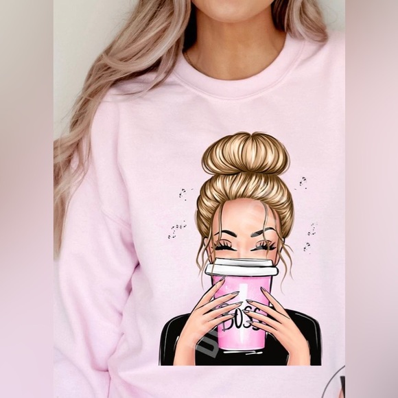 Printed crewneck sweatshirt PINK - Picture 1 of 2
